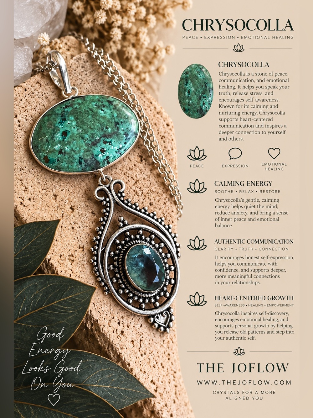925 Truth Serum CHRYSOCOLLA Pendant Necklace